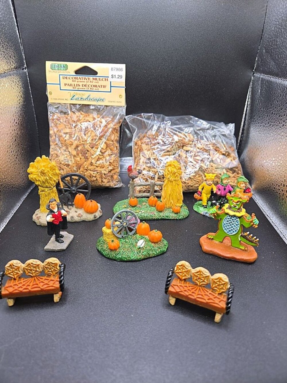 Vintage Lot of Lemax Halloween Decor Figures Dracula Pumpkins ++ #A14